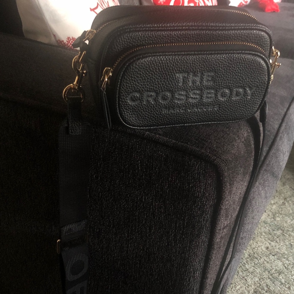 Marc Jacobs Black Crossbody Bag with Gold Accents
